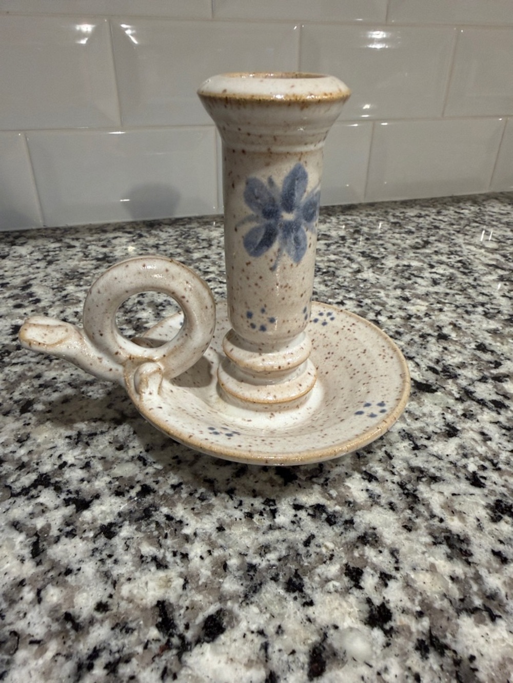 Handcrafted signed chamber candlestick holder